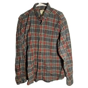 LL Bean Men’s Traditional Fit Gray Fleece Cotton Long Sleeve‎ Button Shirt.